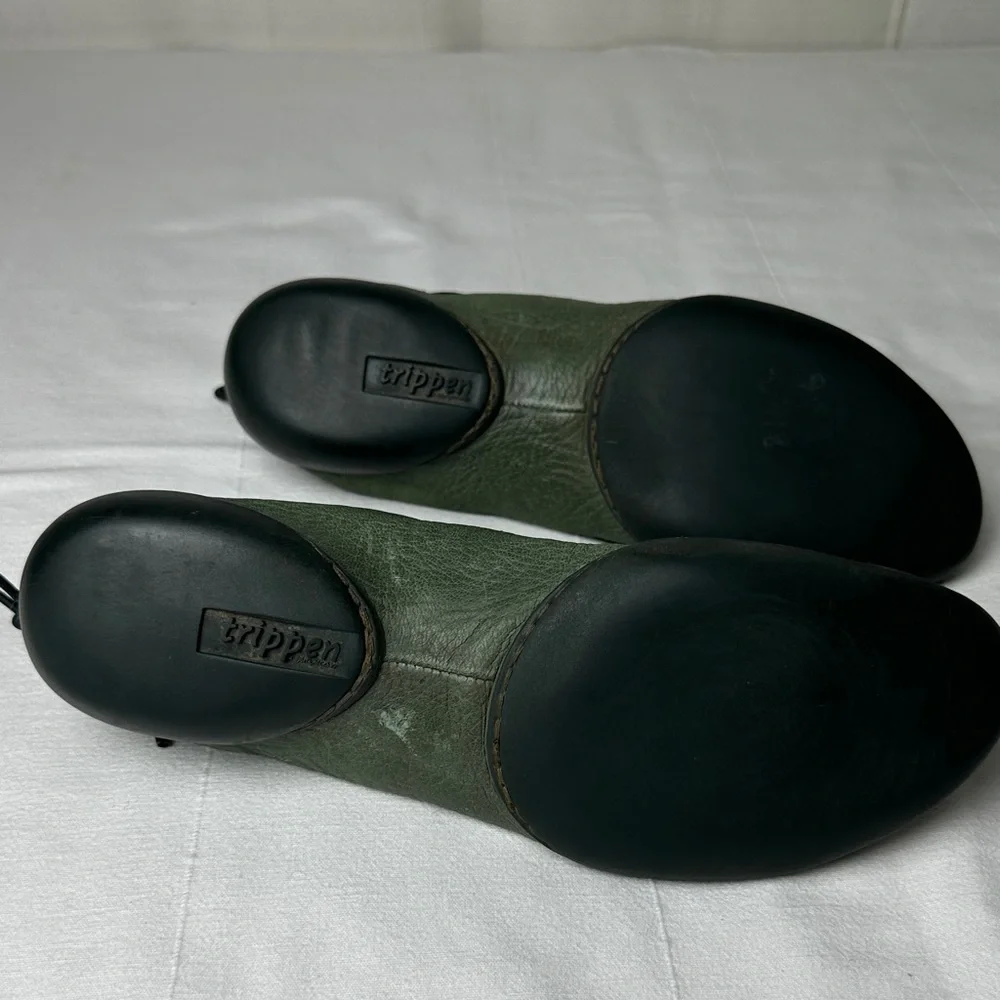 Olive Green Leather Men's Slip-On Loafers